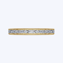 Load image into Gallery viewer, Alternating Baguette &amp; Round Diamond Channel Milgrain Edged Band
