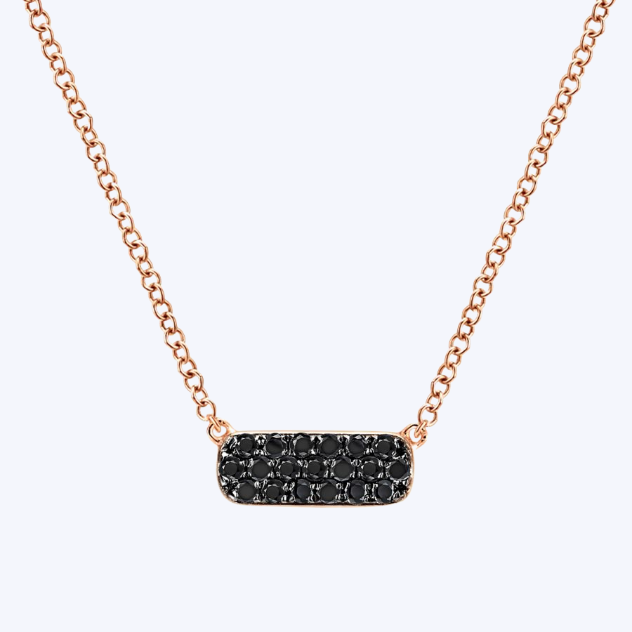 Rectangular Black Diamond Pendant Necklace