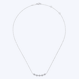 Round Diamond Cluster Station Curved Bar Necklace