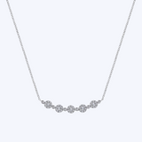 Round Diamond Cluster Station Curved Bar Necklace