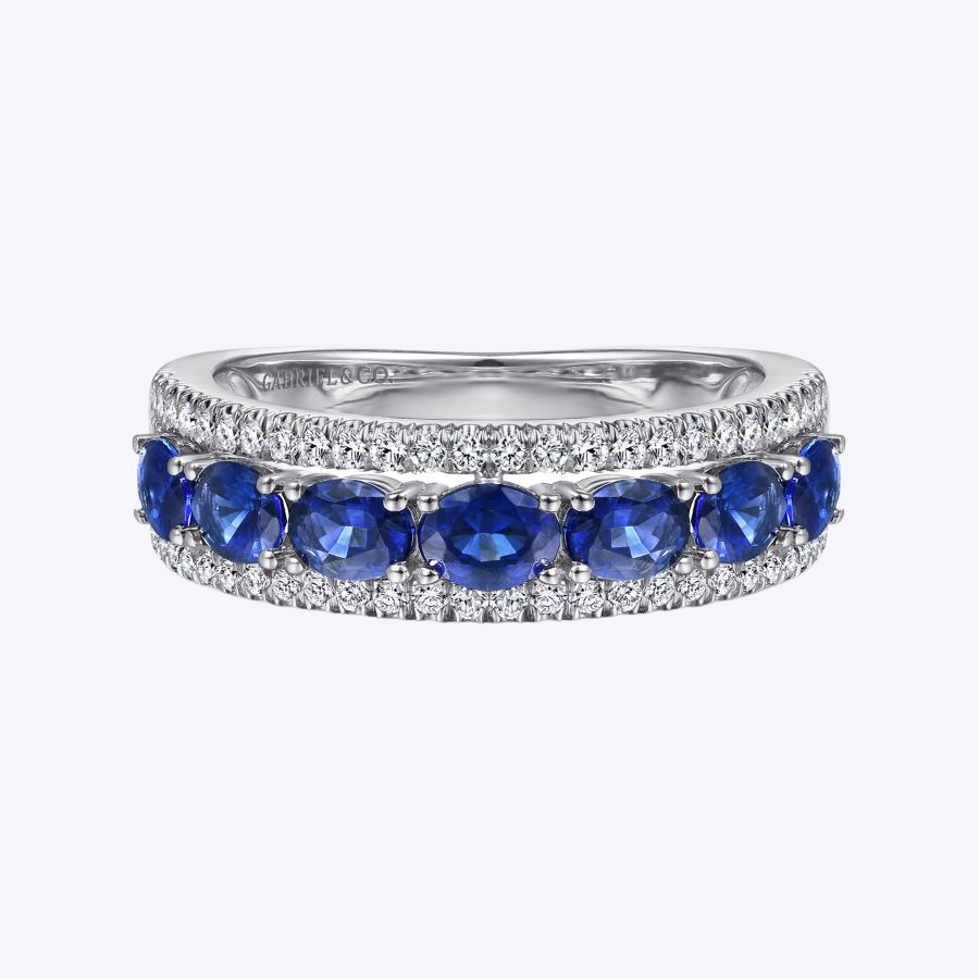 Oval Sapphire and Diamond Band