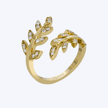 Load image into Gallery viewer, Diamond Accented Floral Open Ring
