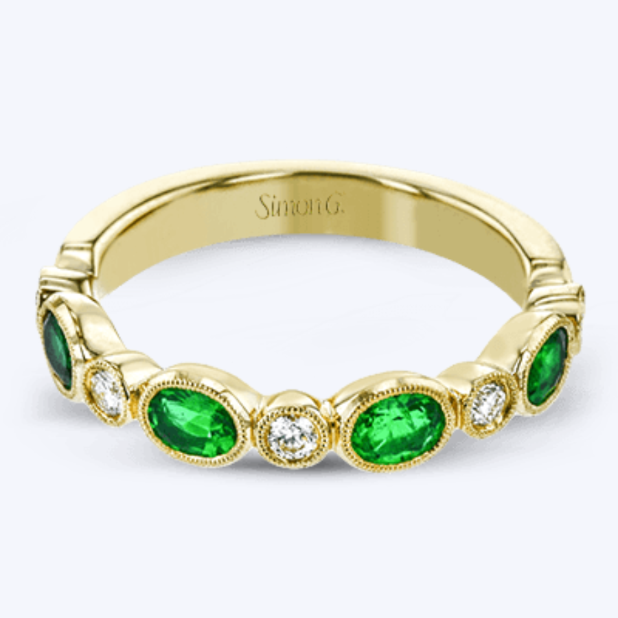 Emerald & Diamond Bezel Band
