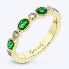Load image into Gallery viewer, Emerald &amp; Diamond Bezel Band
