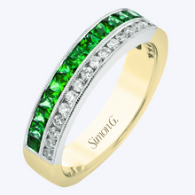 Load image into Gallery viewer, Emerald &amp; Diamond Layered Band
