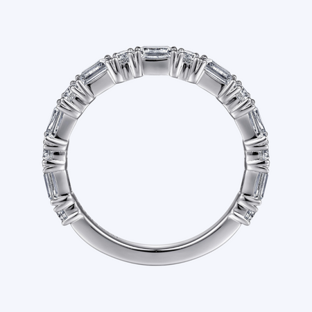 Alternating Baguette & Round Diamond Anniversary Band