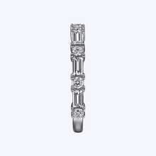 Load image into Gallery viewer, Alternating Baguette &amp; Round Diamond Anniversary Band
