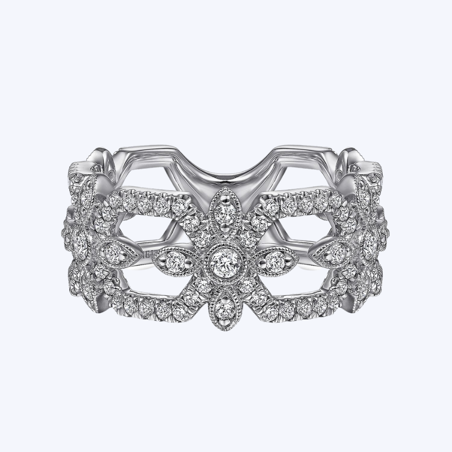 Openwork Hexagonal Diamond Ring