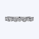 Pear & Round Diamond Milgrain Edge Ring