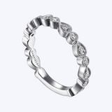 Pear & Round Diamond Milgrain Edge Ring