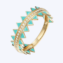 Load image into Gallery viewer, Turquoise Chevron Enamel Ring
