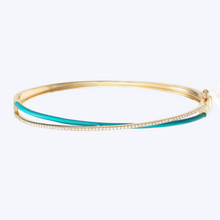 Load image into Gallery viewer, Criss-Cross Diamond &amp; Turquoise Enamel Bracelet
