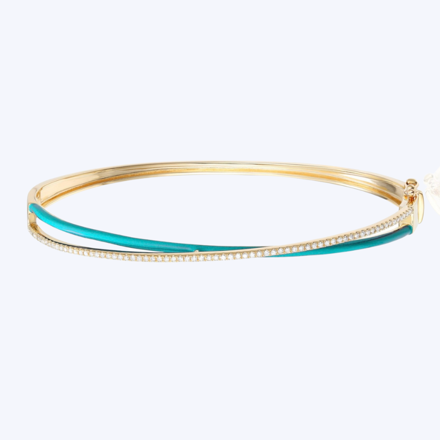 Criss-Cross Diamond & Turquoise Enamel Bracelet