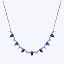 Load image into Gallery viewer, Diamond &amp; Teardrop Blue Sapphire Station Necklace

