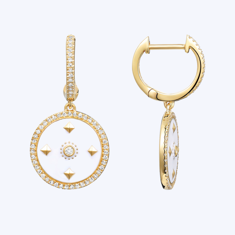 Enamel & Diamond Accented Drop Earrings