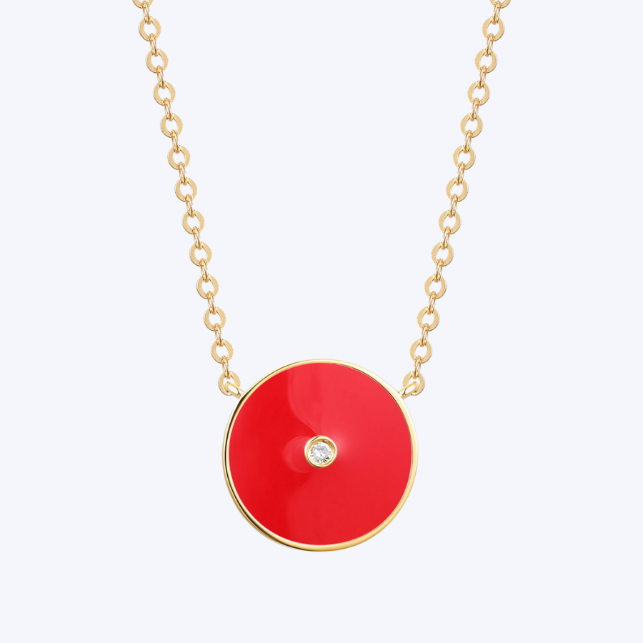 Circle Enamel Pendant Necklace