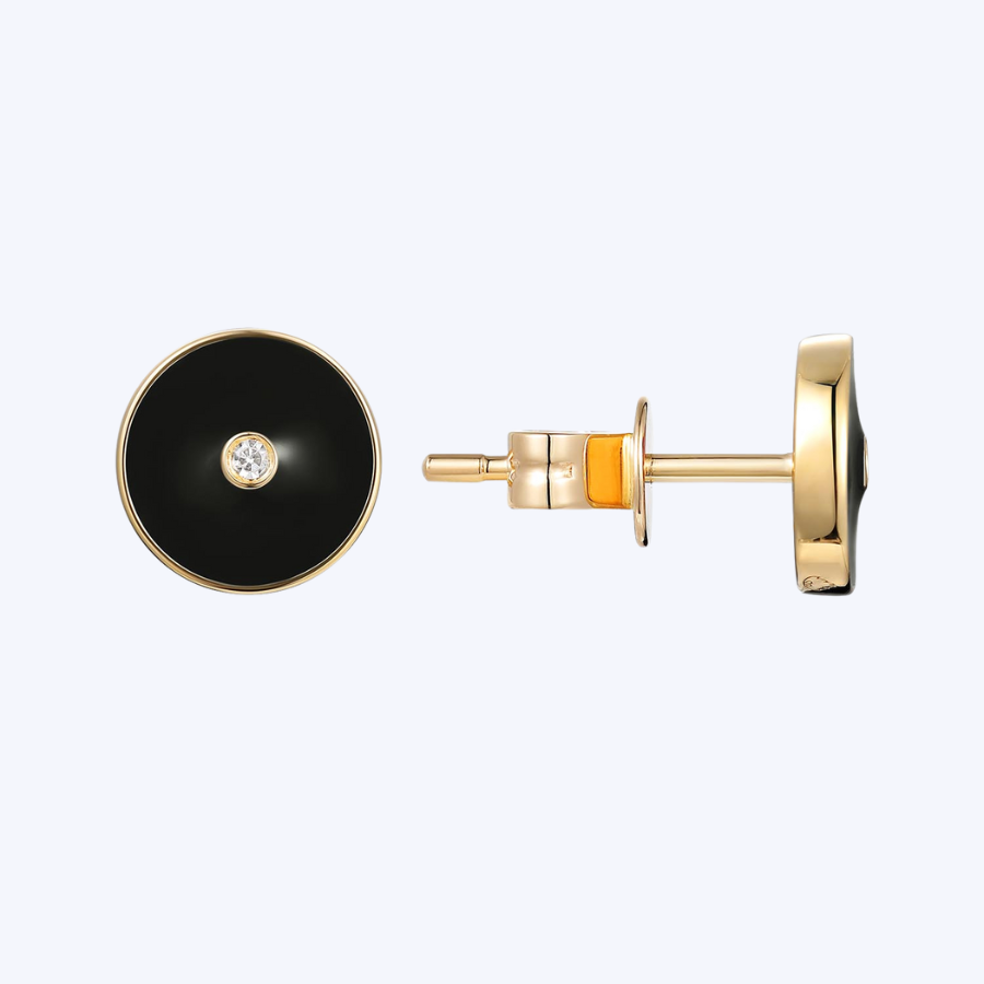 Round Enamel & Diamond Studs