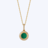 Malachite & Diamond Halo Pendant