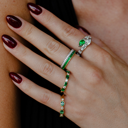 Emerald & Diamond Layered Band