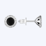 Black Onyx Studs with Diamond Halo