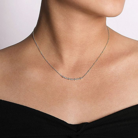 Curved Geometric Diamond Bar Necklace