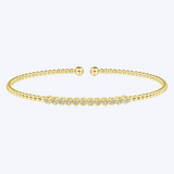 Bujukan Bead Cuff Bracelet with Bezel Set Diamond Stations
