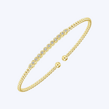 Bujukan Bead Cuff Bracelet with Bezel Set Diamond Stations