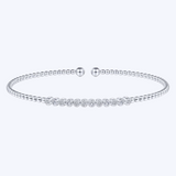 Bujukan Bead Cuff Bracelet with Bezel Set Diamond Stations