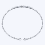 Bujukan Bead Cuff Bracelet with Bezel Set Diamond Stations