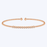 Bujukan Bead Cuff Bracelet with Bezel Set Diamond Stations
