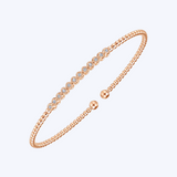 Bujukan Bead Cuff Bracelet with Bezel Set Diamond Stations